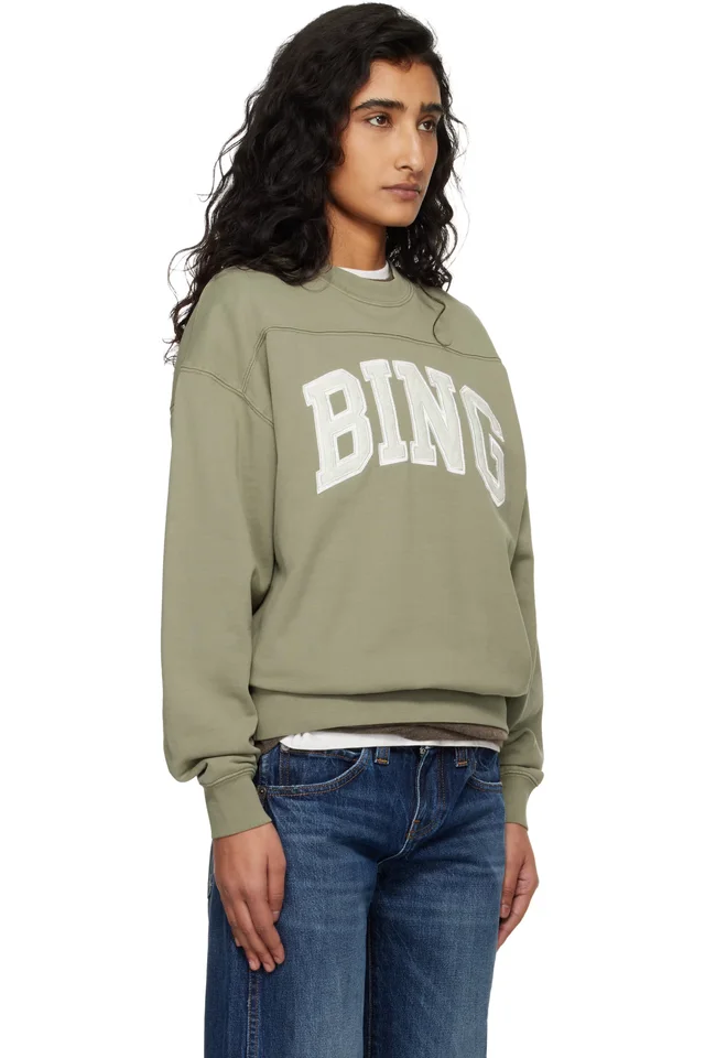 ANINE BING Khaki Trenton Bing Sweatshirt, photo 2 of 4 from SSENSE