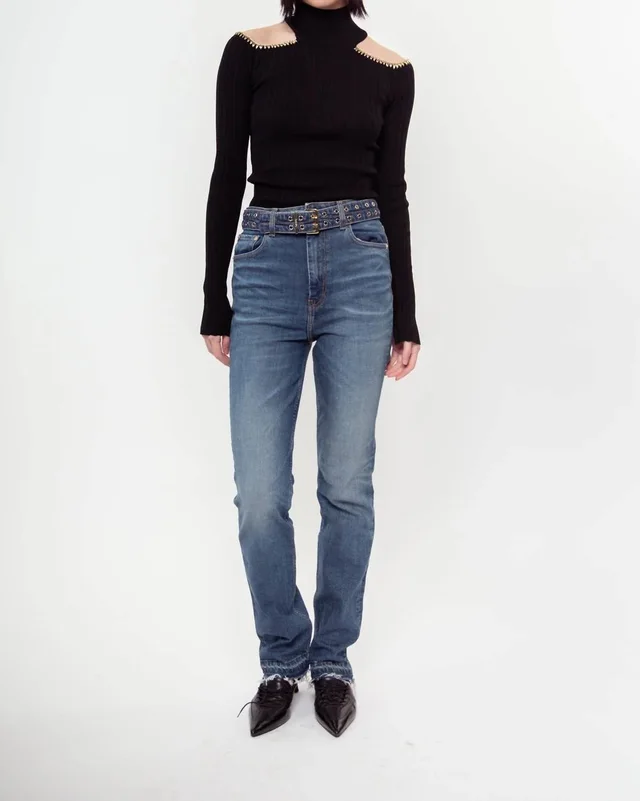 GANNI Future Denim Belted Carri Jean - 26 / Blue in blue Denim from Snagged&Bagged