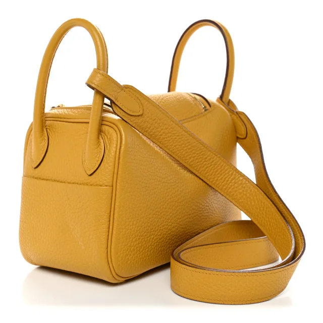 Hermès Taurillon Clemence Mini Lindy 20 Sun in Clemence leather from FASHIONPHILE, photo 3 of 11