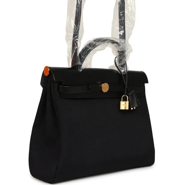 Hermès Herbag Zip 31 PM Black Toile Militaire Canvas, Vache Hunter Gold Hardware in Black Canvas from Madison Avenue Couture, photo 2 of 2