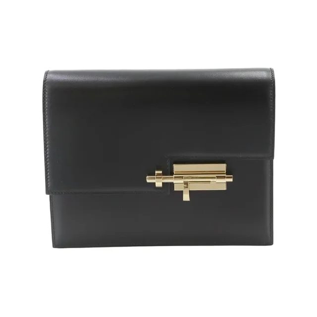 Hermès Verrou Clutch Box Calf Black Gold in Black Box leather from The Reluxe