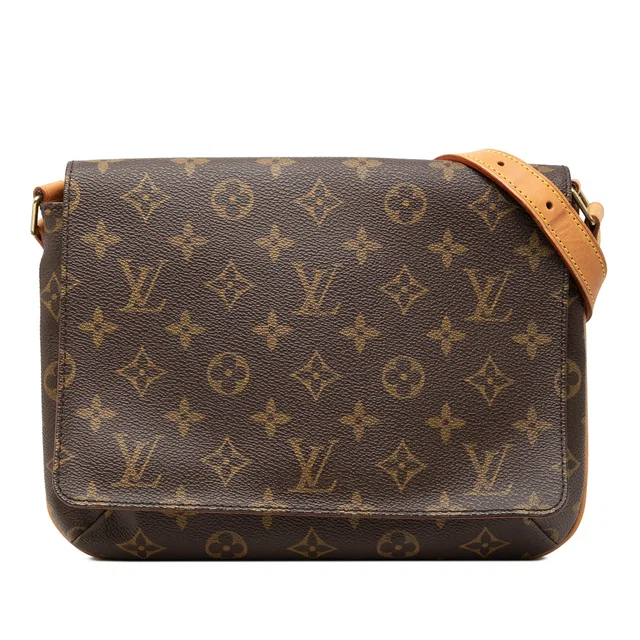 Brown Louis Vuitton Monogram Musette Tango Short Strap Shoulder Bag in Brown Coated canvas from Designer Revival