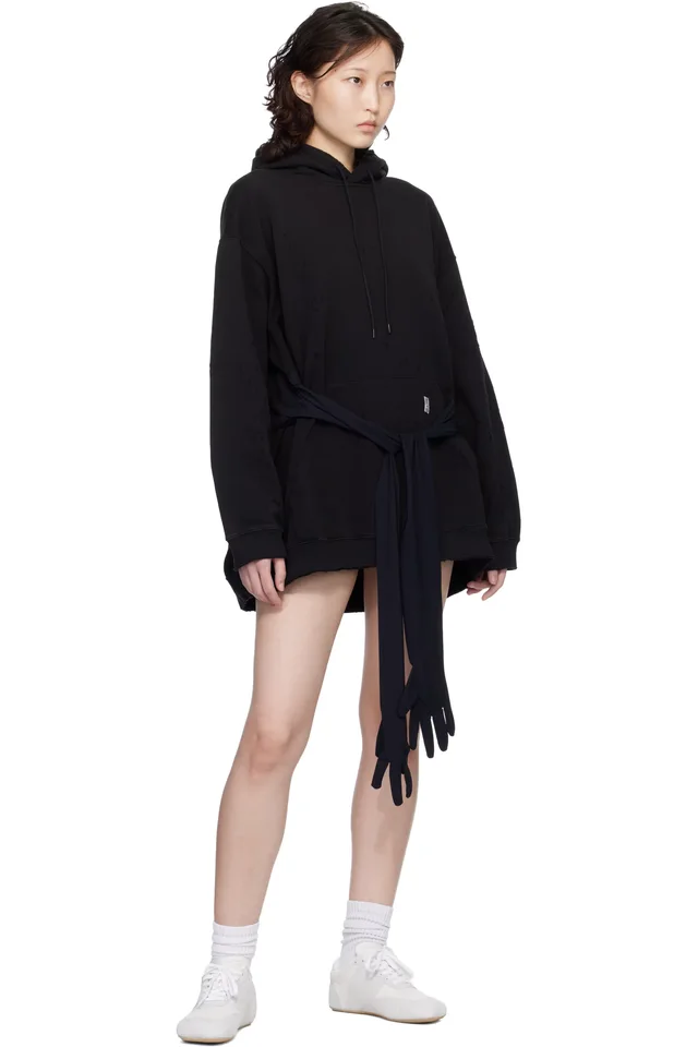 MM6 Maison Margiela Black Hooded Glove Sweatshirt Minidress, photo 5 of 5 from SSENSE