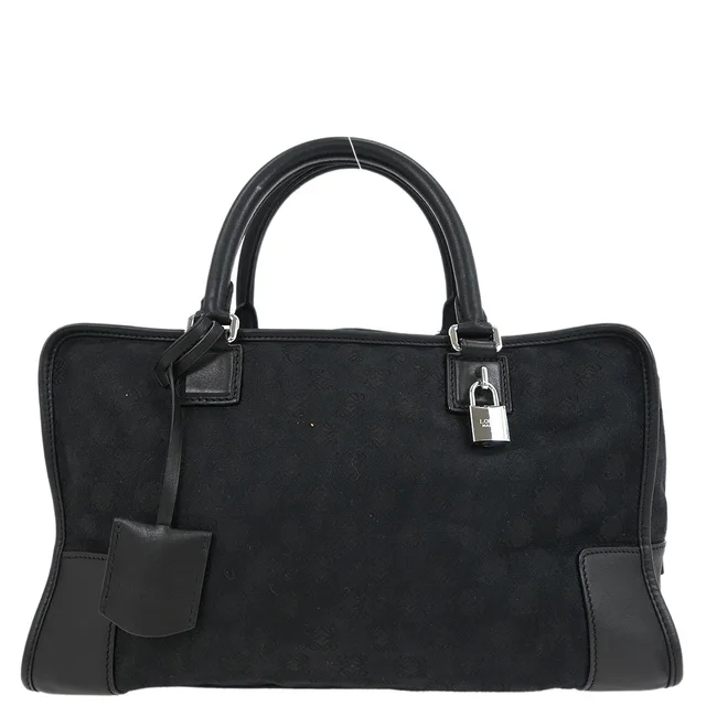 Loewe Black Amazona 36 Handbag in Black Canvas from AMORE Vintage Tokyo