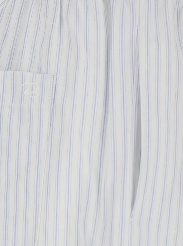 DUNST White Pants with elastic waistband and drawstring and all-over striped pattern in cotton for women in White 100% Cotton, photo 5 of 6 from Gaudenzi Boutique