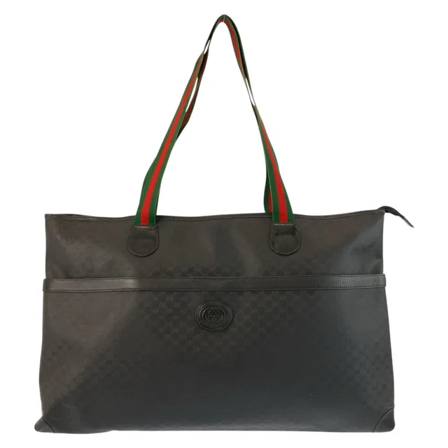 Gucci Vintage Micro GG Sherry Line Black Tote Shoulder Bag in Black from The Reluxe