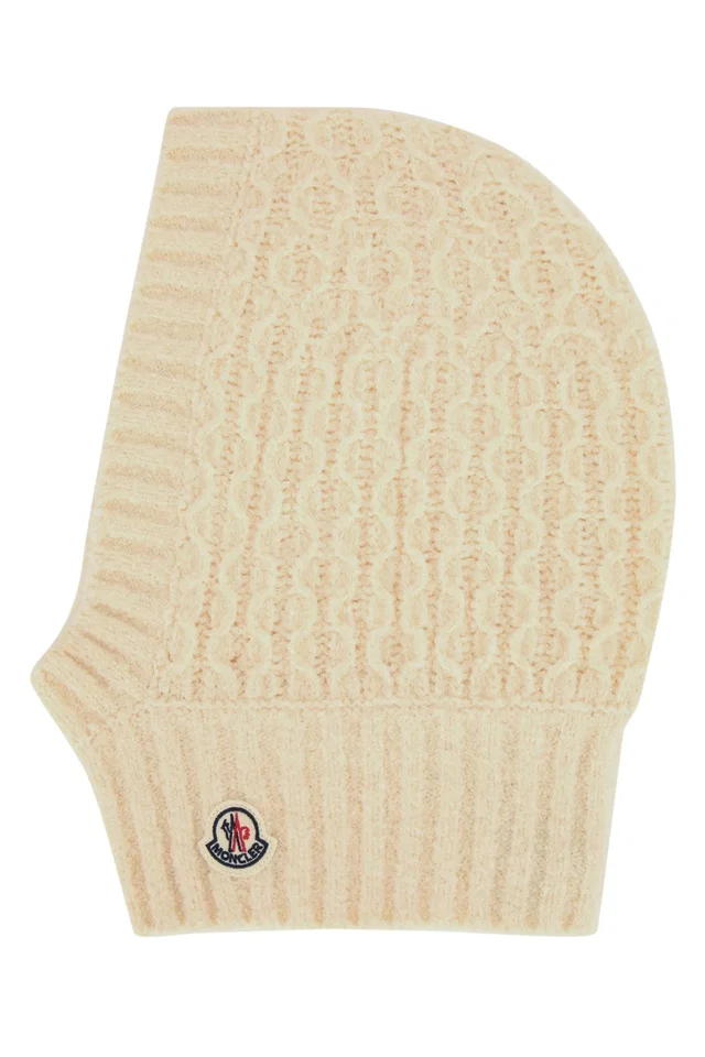 Moncler Balaclava Cable-Knit Wool — Beige Winter Hats in Beige Wool from HEWI