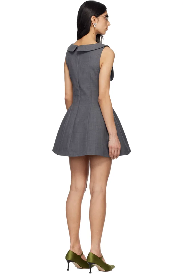 SHUSHU/TONG Gray Side Bow A-Line Minidress, photo 3 of 4 from SSENSE