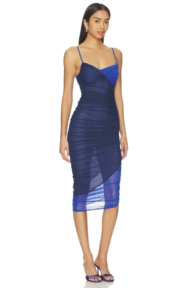 NBD Kavya Midi Dress in Navy & Cobalt, photo 2 of 4 from REVOLVE (Canada)