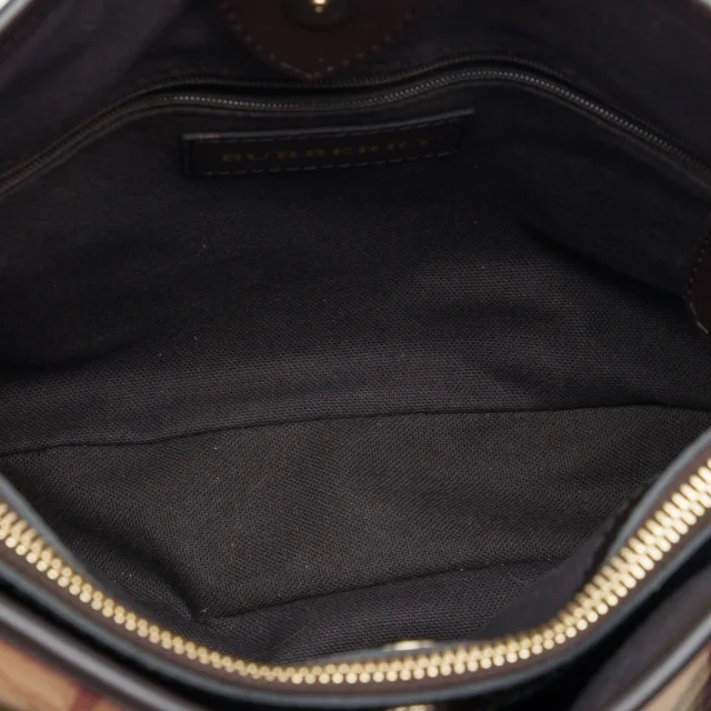 Beige Burberry Small Haymarket Check Coated Canvas Northfield Satchel in Beige Coated canvas from Designer Revival, photo 4 of 6