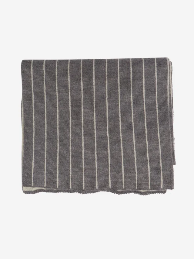 Lanvin Grey and white striped knit scarf in White Wool from Sign of the Times