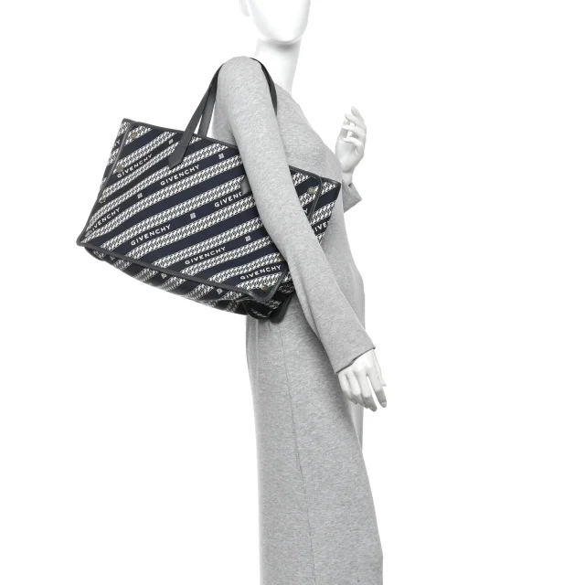 Givenchy Jacquard Medium Bond Tote Oil Blue in Blue Canvas from FASHIONPHILE, photo 2 of 11