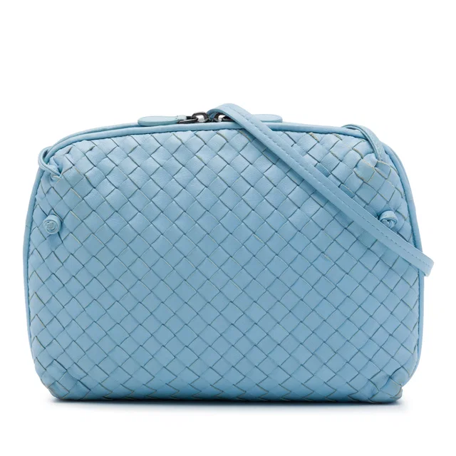 Blue Bottega Veneta Nappa Intrecciato Nodini Crossbody in Blue Nappa leather from Designer Revival
