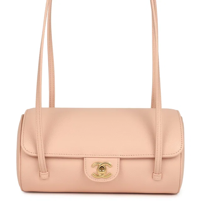 Chanel Preppy Coco Bowling Bag Light Pink Shiny Caviar Brushed Gold Hardware in Pink Caviar leather from Madison Avenue Couture