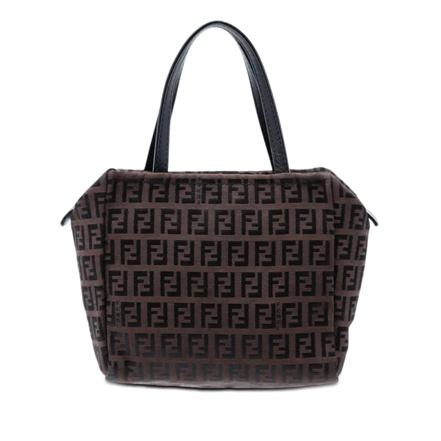 Brown Fendi Mini Zucchino Canvas Handbag in Brown Canvas from Designer Revival