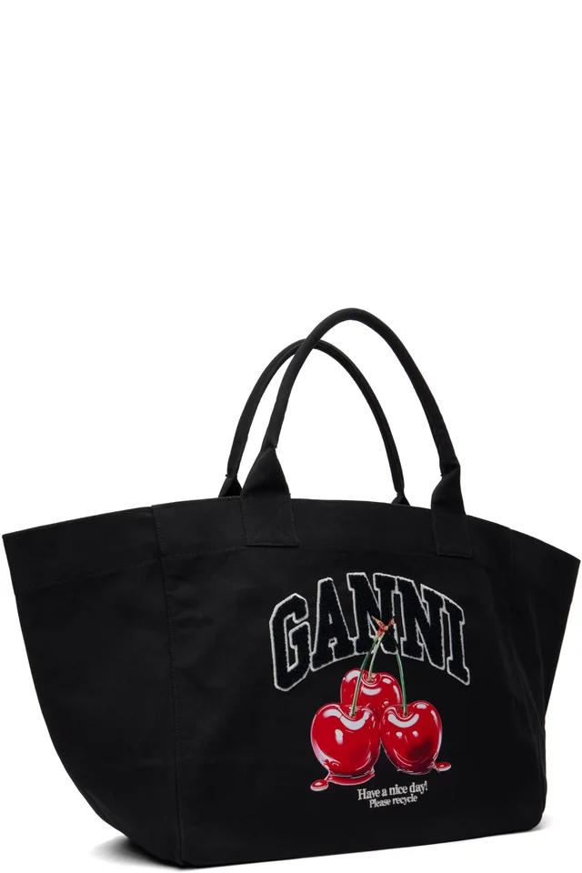 GANNI Black XXL Cherry Tote, photo 2 of 4 from SSENSE