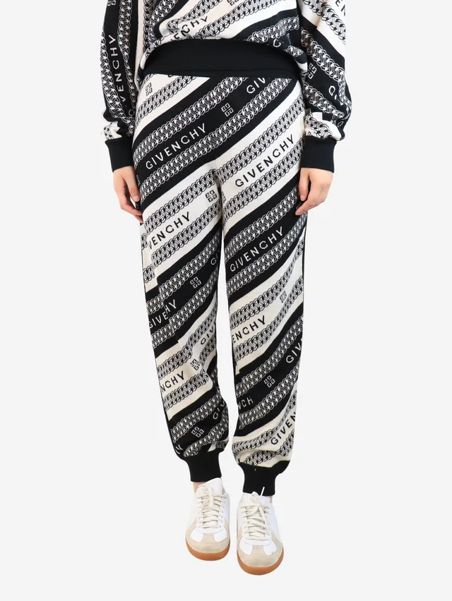 Givenchy Black jacquard chain printed knit trousers - size S in Black Wool from Sign of the Times