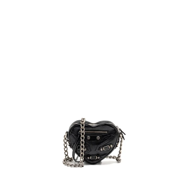Balenciaga Le Cagole Heart Mini Bag Lambskin Black SHW in Black Lambskin from EMIER