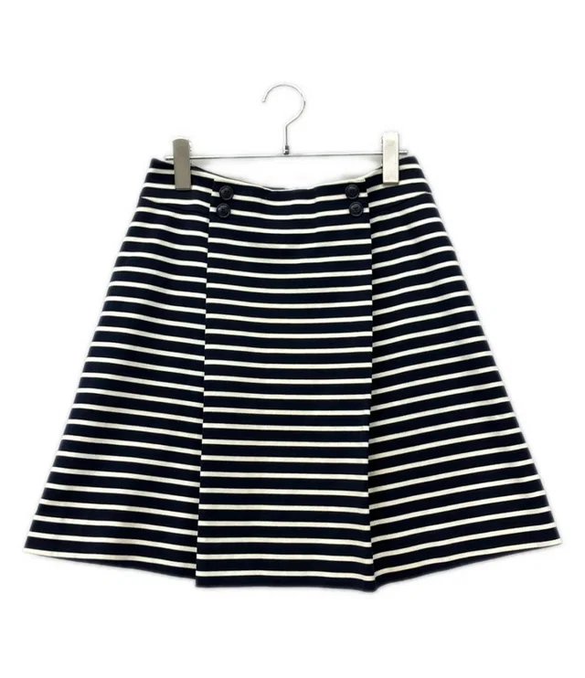 Dior Marine Stripe Flare Skirt 44 in Navy from The Reluxe