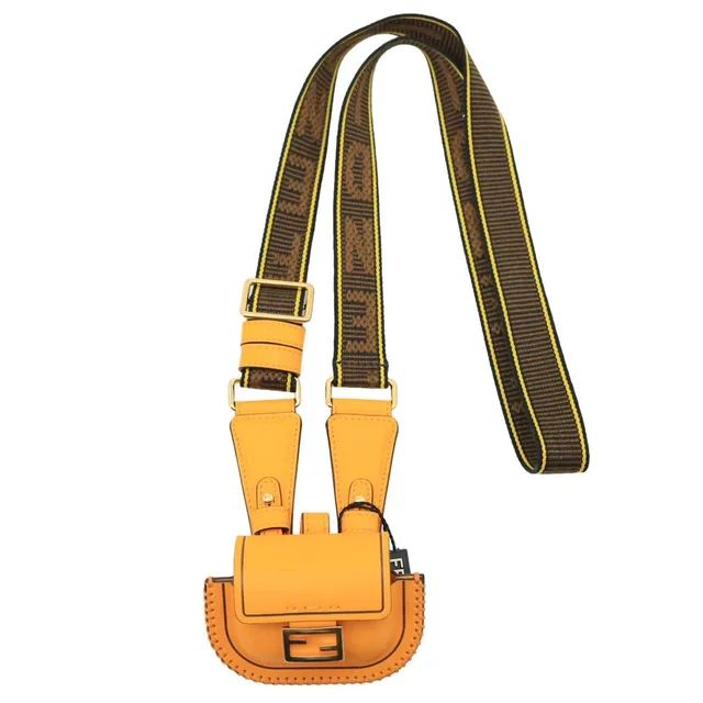 Fendi Baguette Convertible Leather AirPods Pro Case Orange in Orange Leather from Dallas Designer Handbags
