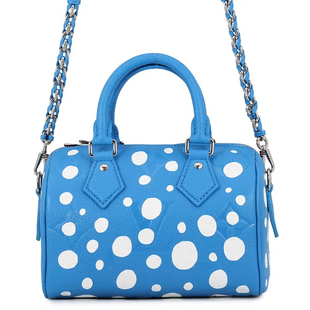 Louis Vuitton LVxYK Speedy Bandouliere Blue/WhiteM46425 Monogram Empreinte Leather Infinity Dot Size 20 in Blue Leather from GALLERY RARE