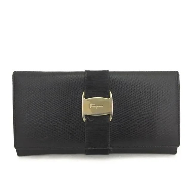 Ferragamo Vara Black Leather Long Bifold Wallet/1a5349 in black Leather from Poshmark