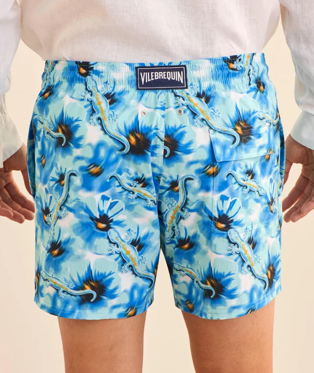 Vilebrequin Poppies & Geckos Swim Shorts in Mid Blue, photo 3 of 5 from Harry Rosen
