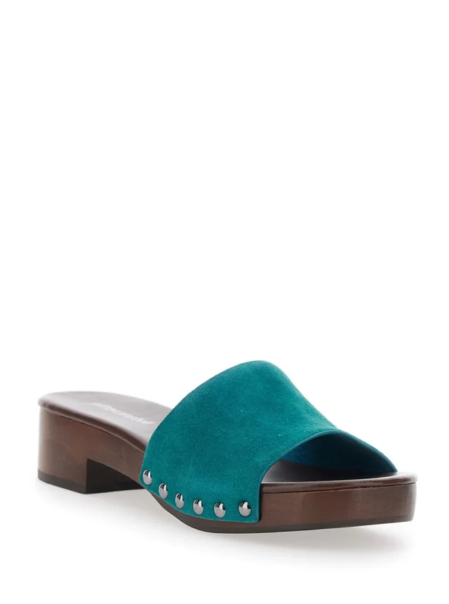 JEFFREY CAMPBELL CAMBRIE Blue Sandals with Turquoise Leather Straps for Women in Blue, photo 3 of 8 from Gaudenzi Boutique