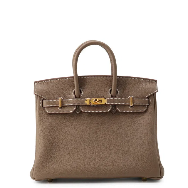 Hermès Birkin Etoupe Togo Leather Size 25 in Taupe Togo leather from GALLERY RARE