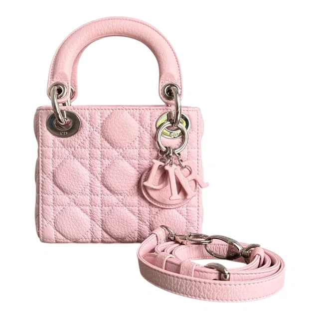 Dior Lady Micro Light Pink Hardware Adjustable Strap in Pink from Luxury Promise
