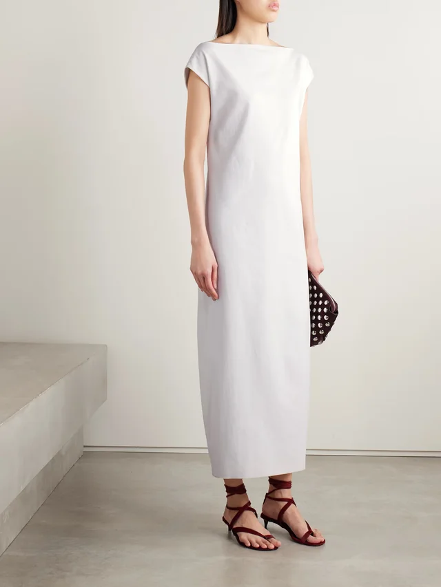 KHAITE Ayame open-back cotton-canvas midi dress in White, photo 2 of 2 from NET-A-PORTER (Canada)