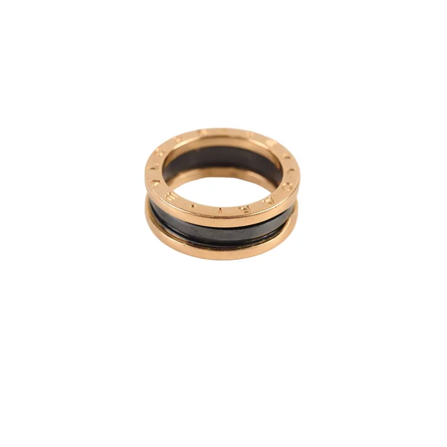 Bvlgari B.zero1 Two Band Ring Rose Gold / Black in Black Ceramic from The Purse Affair