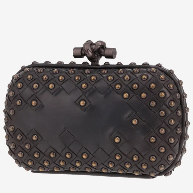 Bottega Veneta Knot clutch bag in Noir intrecciato leather in Black Woven leather from Collector Square