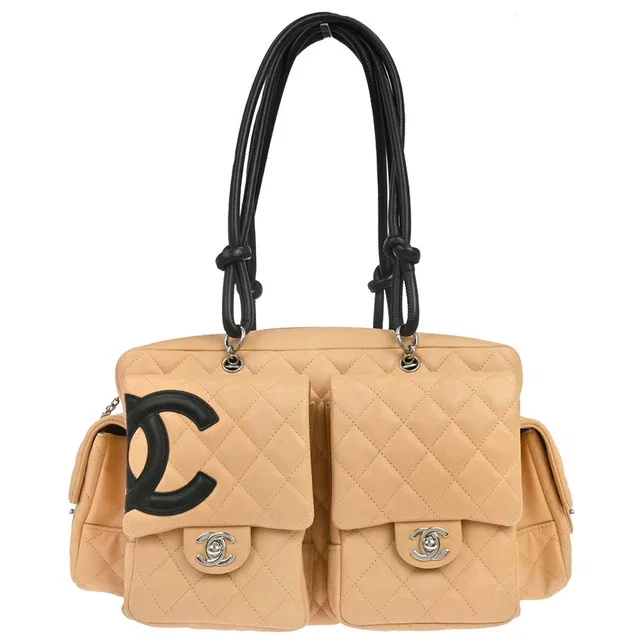 Chanel 2004-2005 Beige Calfskin Cambon Ligne Reporter Bag Handbag in Beige Calfskin from AMORE Vintage Tokyo