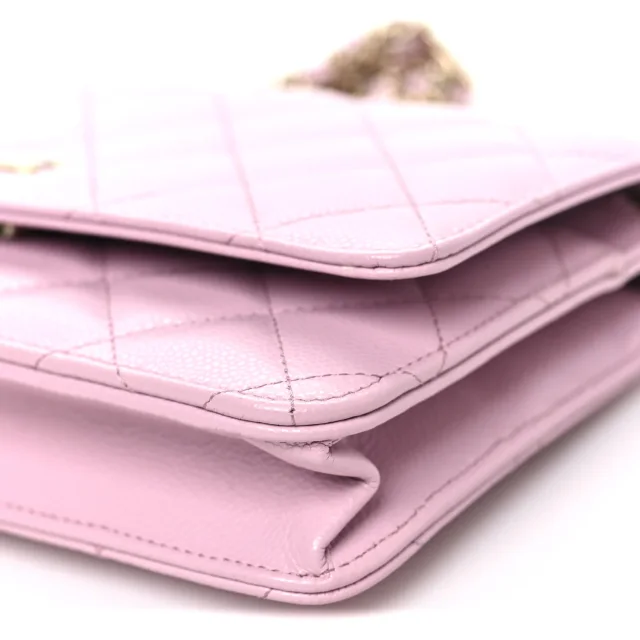 Chanel Caviar Quilted Wallet on Chain WOC Light Pink in Pink Caviar leather from FASHIONPHILE, photo 11 of 12