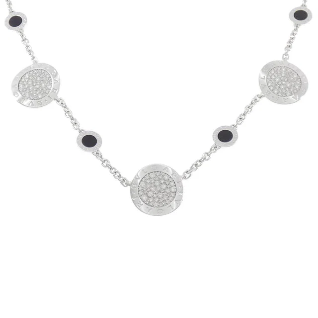 Bvlgari Au750 White Gold Onyx Diamond Necklace in White from LuxUness