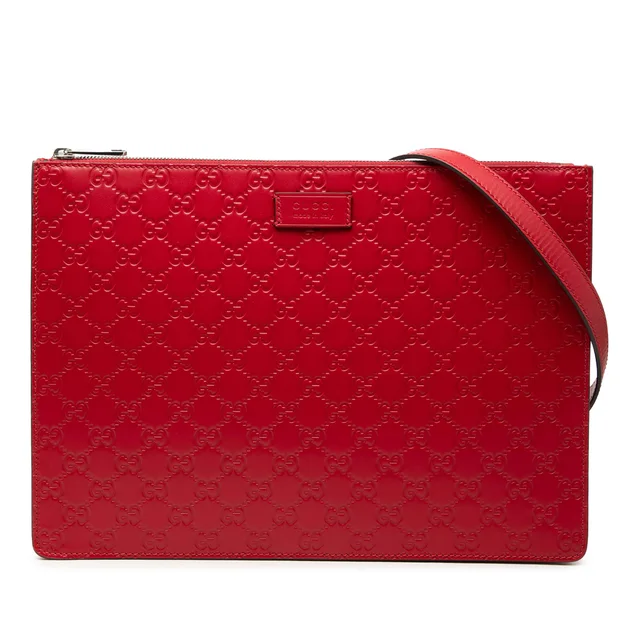 Red Gucci Guccissima Zip Messenger Bag in Red Leather from Designer Revival, photo 1 of 1