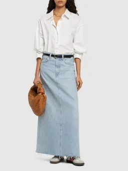 Agolde Denim Mini Skirt in 100% Cotton, photo 2 of 5 from LUISAVIAROMA