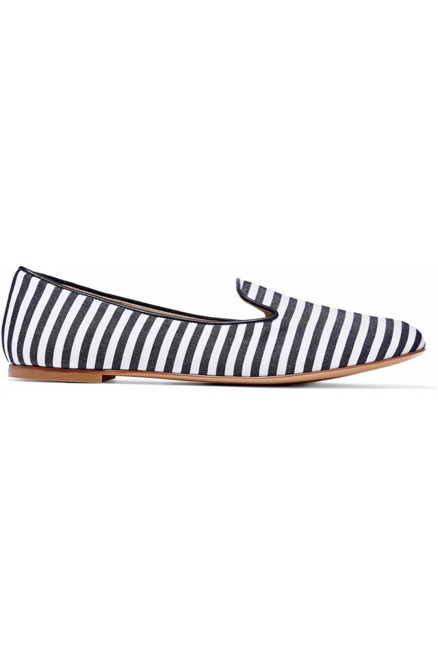 Giuseppe Zanotti Leather-Trimmed Striped Canvas Slippers from THE OUTNET, photo 1 of 1