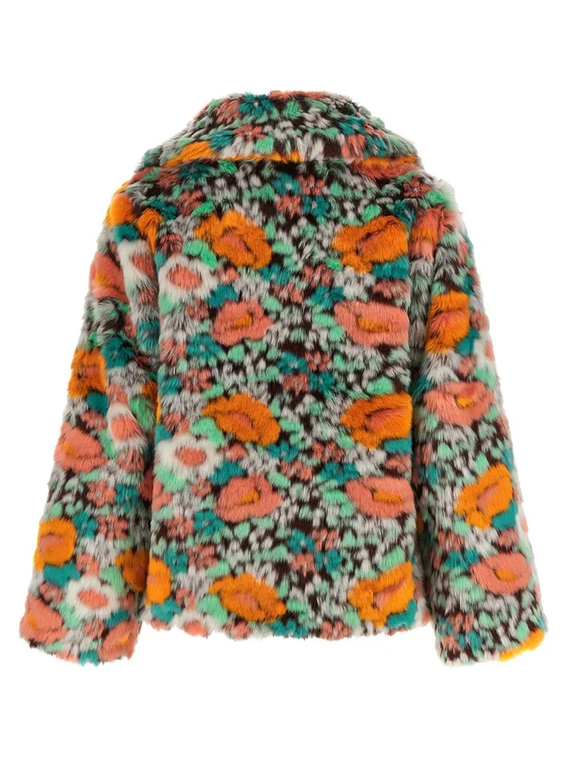 Farm Rio Floral Patterned Faux Fur Coat, photo 2 of 5 from SENSER