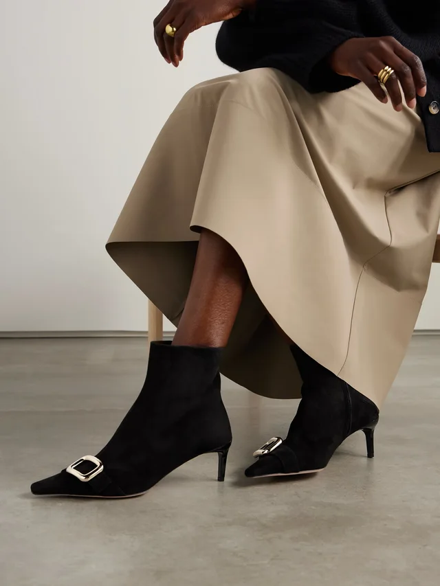 ROGER VIVIER Viv' Canard 55 suede ankle boots in Black, photo 2 of 2 from NET-A-PORTER (Canada)