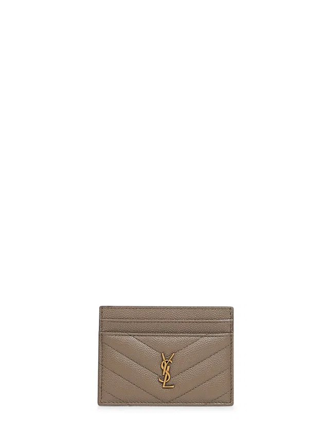 Saint Laurent Cassandre Card Case — Taupe Calfskin Wallets & Purses in Taupe Calfskin from HEWI
