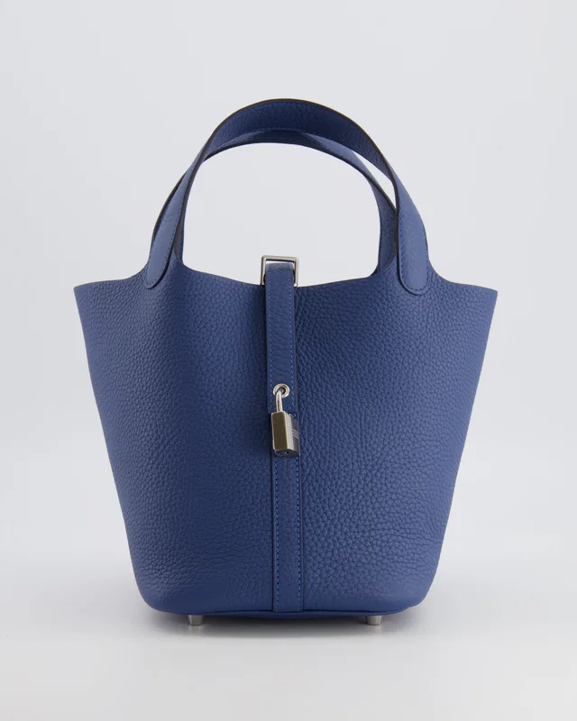 Hermès Picotin Lock 18 Bag in Blue Clemence leather from Sellier