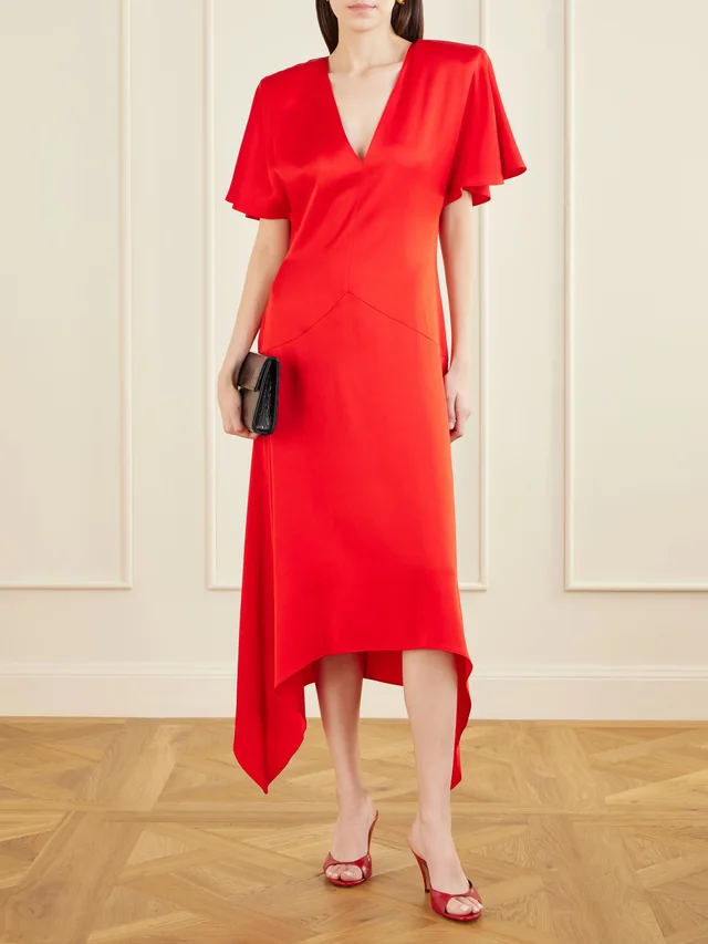 STELLA MCCARTNEY Satin midi dress in Red, photo 2 of 2 from NET-A-PORTER (Canada)