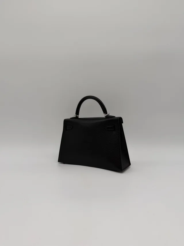 Hermès Mini Kelly Clou de coeur Black Chevre Palladium Hardware in Black Goatskin from Luxury Promise, photo 9 of 11
