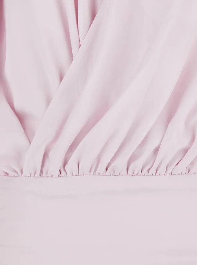 Rotate Dress with Deep V-Neck and Draped Design in Pink Silk for Women in Pink 100% Silk, photo 6 of 6 from Gaudenzi Boutique