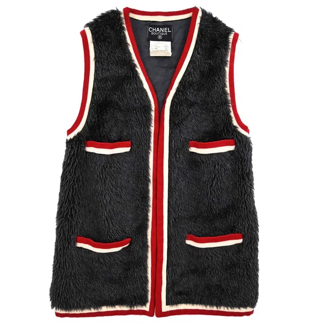 Chanel 1994 Fur Vest Gray #38 in Grey Cashmere from AMORE Vintage Tokyo