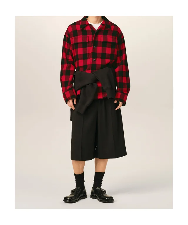 Ami Paris Red wide checkered wool overshirt, photo 4 of 6 from SENSER