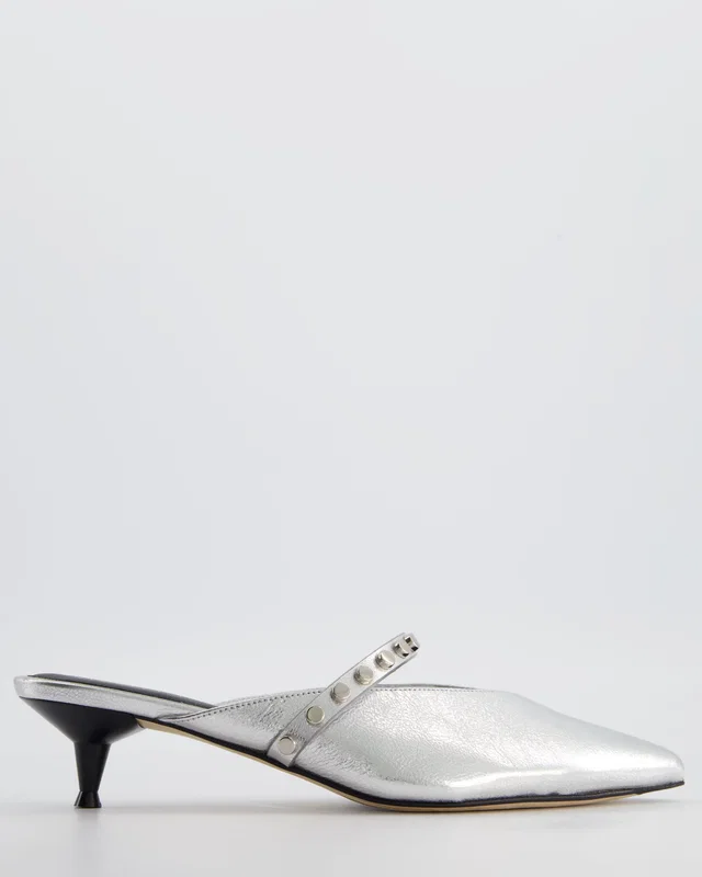 Alexander McQueen Studded Silver Heeled Mules Size EU 37 in Silver from Sellier
