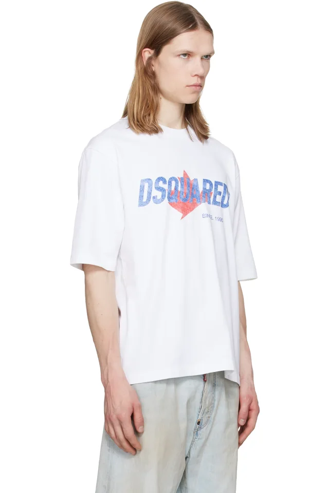Dsquared2 White Rider Loose Fit T-shirt, photo 2 of 4 from SSENSE